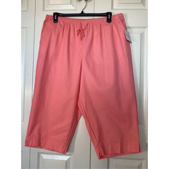 CORAL BAY Women’s 1X Pull On Drawstring Capri Pants - Picture 3 of 8